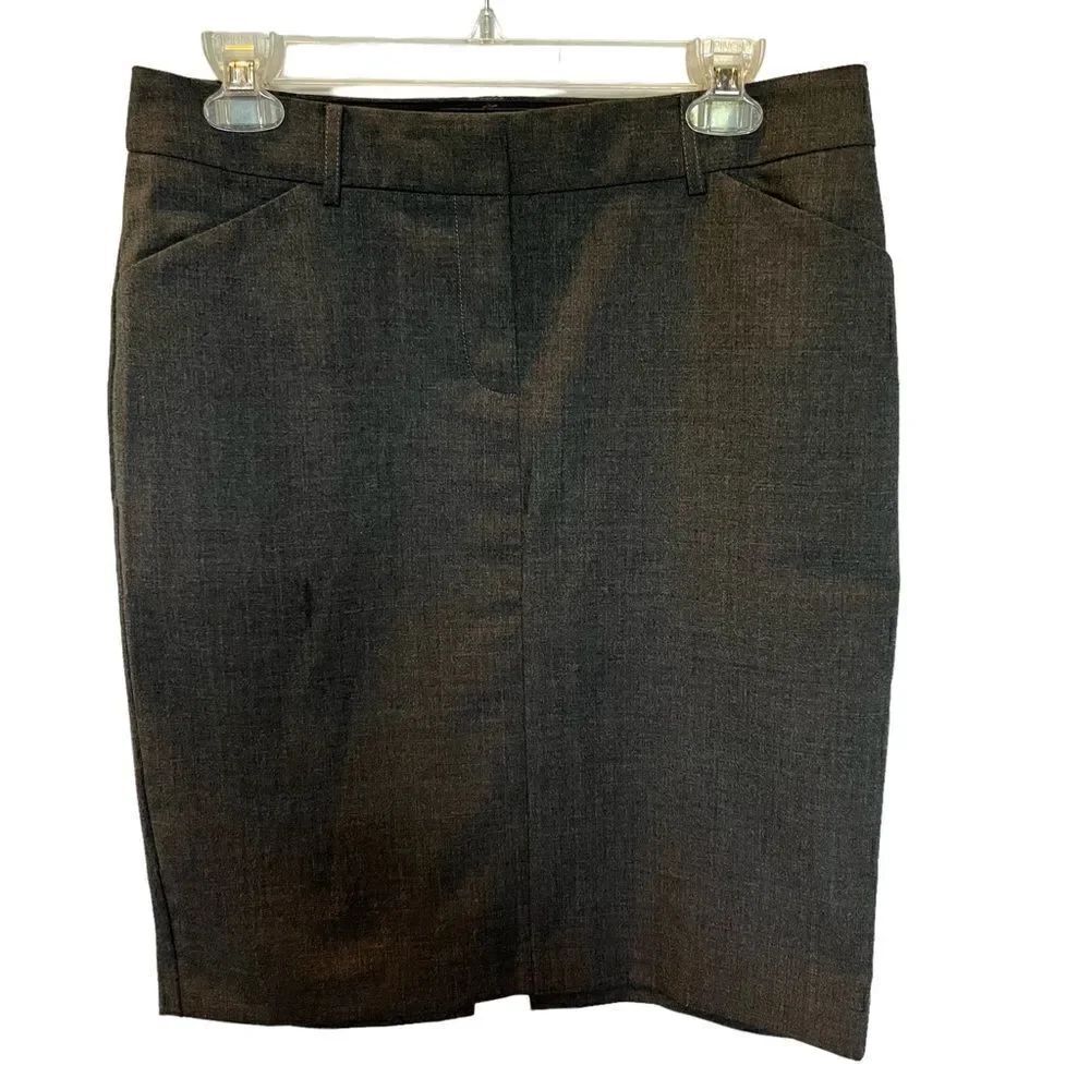 Body by Victoria The Christie Fit Skirt Gray Size 6 Pencil Front zip & Button
